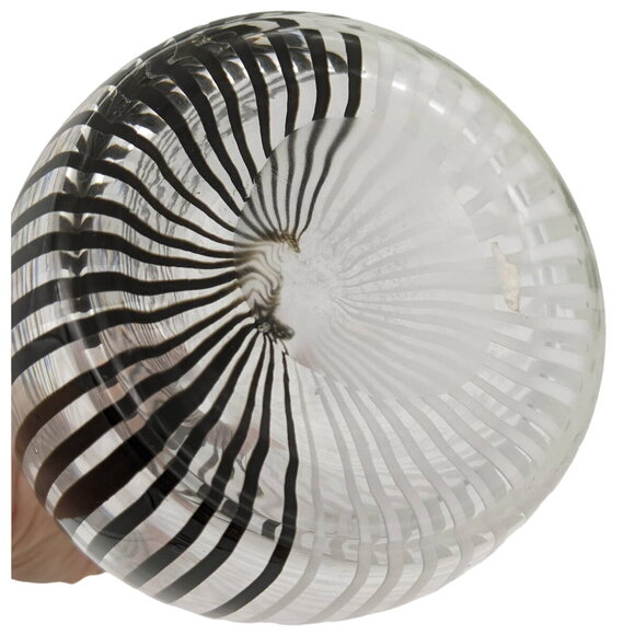 Hand Blown Filigrana Canned Glass Vase Black White Stripe Dino Martens-Like 11.5 - Picture 12 of 13